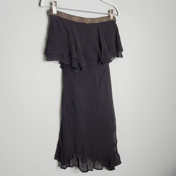 CHAN LUU Gabrielle Black Off The Shoulder Asymmetrical Dress Sz X-Small XS - Picture 2 of 8